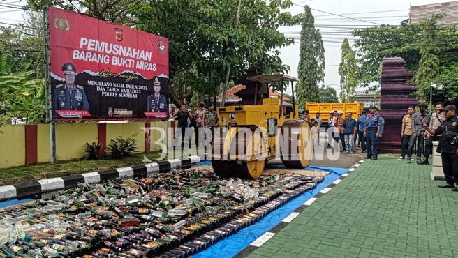 Pemusnahan Miras di Mapolres Sukabumi