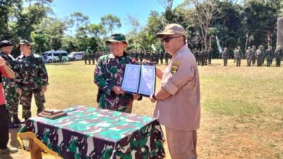 Kodim 0622/Sukabumi menggelar upacara pembukaan Tentara Nasional Indonesia Manunggal Membangun Desa (TMMD) ke-117 tahun 2023 di di Desa Mekarjaya Kecamatan Jampangkulon Kabupaten Sukabumi, Rabu (12/07).