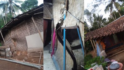 Kolase Photo keadaan rumah Mak Winarsih Kampung Cibogo RT 023 RW 007 Dusun Cinunjang, Desa Cijulang, Kecamatan Jampang Tengah Kabupaten Sukabumi.